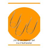 Masal Örgü Evi Çelik Telli Misinalı (YAKA VE KOL IÇİN ÖZEL KISA ŞİŞ) Örgü Şişi Seti 40 Cm 5-6 Ve 7 Numara