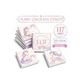 MASAL PARTİ EKİPMANLARI Kişiye Özel İsimli Kare Çikolata Etiketi Yapışkanlı 117 Adet (3,5x3,5 cm)