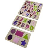 Masal Puzzle Seti, Ahşap Bul-Tak Yapboz Set, Renkli Eğitici Bulmaca, Harf/Rakam/Şekil Öğrenimi