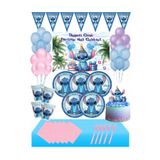 Masal Şekerleme Lilo & Stitch 16 Kişilik Büyük Boy Afişli(70x100cm)Doğum Günü Seti-Pembe-Pasta Süsü