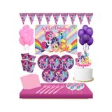 Masal Şekerleme Pony , My Little Pony Afişli 8 Kişilik Doğum Günü Seti Pasta Süsü Dahil