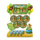 Masal Şekerleme Super Bear Adventure 8 Kişilik Büyük Boy (70x100cm) Afişli Doğum Günü Seti Parti Süsleri Pasta Süsü, Balon, Tabak, Bardak