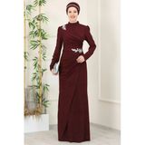 Masal Tesettür Abiye Bordo