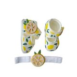 MASALBABY Kız Bebek Limonlu Saç Bantlı Patik/Yenidoğan Hediyelik/Limonlu Bandanalı Bebek Patik
