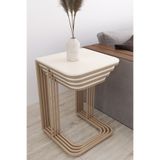 MASALCI MOBİLYA PARİS (TEKERLEKLİ) 4 LÜ ZİGON SEHPA CAPPUCİNO AYAK-KREM MDF MEBRAN AHŞAP