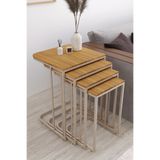 MASALCI MOBİLYA PARİS TEKERLEKLİ 4 lü Zigon Sehpa CAPPUCİNO-ÇAM CEVİZ