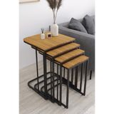 MASALCI MOBİLYA PARİS (TEKERLEKLİ) 4 LÜ ZİGON SEHPA SİYAH AYAK-ÇAM CEVİZ MDF MEBRAN AHŞAP