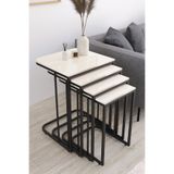 MASALCI MOBİLYA PARİS (TEKERLEKLİ) 4 LÜ ZİGON SEHPA SİYAH AYAK-KREM MDF MEBRAN AHŞAP