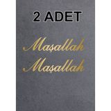 Maşallah 2 Adet Maşallah Yazı Sticker Araba Oto Motosiklet Karavan Etiket 00054 - Altın - 15X3 cm