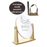 Masaüstü Ahşap Standlı Oval Makyaj Traş Aynası Masa Dresuar Komidin Banyo Ayna 18X15 Cm Yeni Görsel