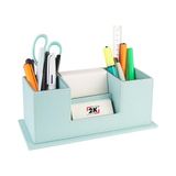 Masaüstü Deri Organizer Kalemlik 4 Gözlü Desktop Organizer Rainbow Vegan 10x12x25 cm. Su Yeşili