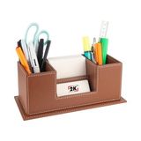 Masaüstü Deri Organizer Kalemlik 4 Gözlü Desktop Organizer Rainbow Vegan 10x12x25 cm. Taba