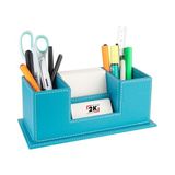 Masaüstü Deri Organizer Kalemlik 4 Gözlü Desktop Organizer Rainbow Vegan 10x12x25 cm. Turkuaz