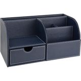 Masaüstü Düzenleyici,kalemlik,kumandalık,küpbloknotluk,tabletlik,kitaplık,6 Gözlü,çekmeceli,desktop Organizer,vegan,24,5 * 13 * 12,lacivert - 0