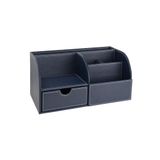 Masaüstü Düzenleyici,Kalemlik,Kumandalık,Küpbloknotluk,Tabletlik,Kitaplık,6 Gözlü,Çekmeceli,Desktop Organizer,Vegan,24,5 * 13 * 12,Lacivert