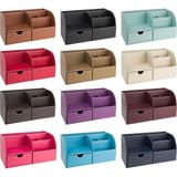 Masaüstü Düzenleyici,kalemlik,kumandalık,küpbloknotluk,tabletlik,kitaplık,6 Gözlü,çekmeceli,desktop Organizer,vegan,24,5 * 13 * 12,siyah - Çok Renkli - Standart - Genel