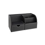 Masaüstü Düzenleyici,Kalemlik,Kumandalık,Küpbloknotluk,Tabletlik,Kitaplık,6 Gözlü,Çekmeceli,Desktop Organizer,Vegan,24,5 * 13 * 12,Siyah