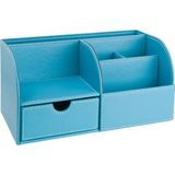 Masaüstü Düzenleyici,kalemlik,kumandalık,küpbloknotluk,tabletlik,kitaplık,6 Gözlü,çekmeceli,desktop Organizer,vegan,24,5*13*12,turkuaz - 24,5X13X12 cm.