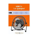Masaüstü Fan Metal Vantilatör USB ile Çalışan Soğutucu Siyah - 001-Siyah
