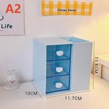 Masaüstü Kalemlik Organizer 7 Bölmeli Kawaii Kapaklı Mini Çekmeceli Kalemlik - Mavi - Çok Renkli - Standart - Genel