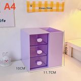 Masaüstü Kalemlik Organizer 7 Bölmeli Kawaii Kapaklı Mini Çekmeceli Kalemlik - Mor