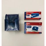 Masaüstü Mavi Metal Kırtasiye Seti, Zımba ve Delgeç ile 3'lü Set - Ahşap - Seçenek 1