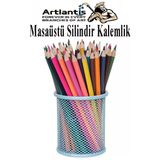 Masaüstü Metal Silindir Kalemlik 1 Adet Fileli Perfore Pastel Renkli Kalemlik Kağıtlık Düzenleyici Büro Ofis Okul