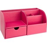 Masaüstü Organizer,kalemlik,kumandalık,küp Bloknotluk,tabletlik,kitaplık,6 Gözlü,çekmeceli,fuşya - 24,5X13X12 cm.