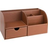 Masaüstü Organizer,kalemlik,kumandalık,küp Bloknotluk,tabletlik,kitaplık,6 Gözlü,çekmeceli,taba - 24,5X13X12 cm.