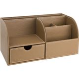 Masaüstü Organizer,kalemlik,kumandalık,küp Bloknotluk,tabletlik,kitaplık,6 Gözlü,çekmeceli,vizon - 24,5X13X12 cm.
