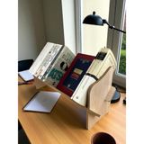 Masaüstü Portatif İşlemeli Desenli Kitaplık 45 cm x 14,5 cm x 21 cm Ak Meşe