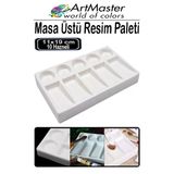 Masaüstü Resim Paleti 10 Hazneli 1 Adet 11X19 Cm Boya Paleti Sanatsal Boyalar İçin Masaüstü Palet Akrilik Boya Guaj Boya