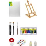 Masaüstü Şövale Fanart Academy Yağlı Boya Seti 12X12ML 35X50 Tuval Başlangıç Set