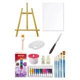 Masaüstü Şövale Seti 60 Cm Red Apple Tüp Yağlı Boya Seti 12 Ml 12Li 35X50 Tuval Seti Metal Spatül