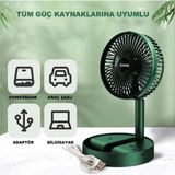 Masaüstü Vantilatör Şarjlı Vantilatör 3 Kademeli Vantilatör Fan Masa Üstü Kompakt Vantilatör - Haki