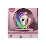 Masaüstü Vantilatör USB Şarjlı Rgb LED Işıklı 3 Kademeli 180° Ayarlanabilir Soğutucu Fan Pembe - Lisinya