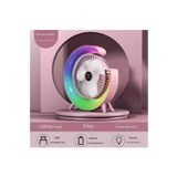 Masaüstü Vantilatör Usb Şarjlı Rgb Led Işıklı 3 Kademeli 180° Ayarlanabilir Soğutucu Fan Pembe