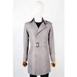 MASERTO Slim Fit Erkek Gri Trençkot