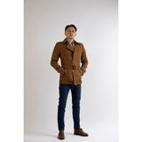 Maserto Slim Fit Erkek Kısa Model Açık Kahve Trençkot - Açık Kahverengi - 2XL
