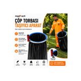 Masfitech Çöp Torbası Taşıyıcı Aparat | Ergonomik Saplı Metal Çöp Toplama Halkası | Park, Bahçe ve Belediye Kullanımına Uygun