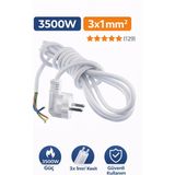 Masfitech Fişli Ttr Kablo Topraklı 3 x 1 mm (Cihaz Montaj Kablosu) - Beyaz - 3 m