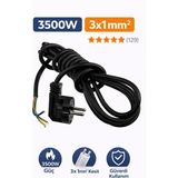 Masfitech Fişli Ttr Kablo Topraklı 3 x 1 mm (Cihaz Montaj Kablosu) - Siyah - 2 m