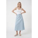 Masha Kate Evaze Denim Midi Etek - Buz Mavi - 36