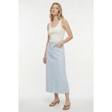 Masha Kate Evaze Denim Midi Etek - Buz Mavi - 38