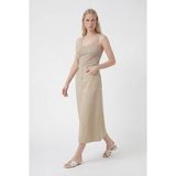 Masha Kate Evaze Denim Midi Etek - Kum Beji - 42