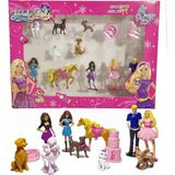 Masho Trend 12 Parça Barbie Figür Seti - Barbie Karakter Seti Barbie Ken Figür Kız Figür Oyuncak Evcilik Oyuncak