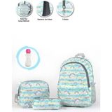 Masho Trend 3 Gözlü Yeşil Unicorn Okul Çantası + Beslenme + Suluk Unicorn Çanta Ilkokul Çantası Sırt Çantası - Çok Renkli - 37 x 27 x12 cm