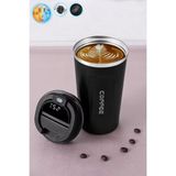 Masho Trend 510ML Termos, Dokunmatik Derece Göstergeli Bardak Termos, Vakumlu Termos, Mug Termos, Çelik Termos - 510 ml - Siyah