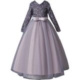 Masho Trend Gri Zara Payetli Çocuk Abiye - Kız Çocuk Elbise - Kız Çocuk Balo Elbise - Noel Elbise - 9 - 11 Yaş