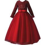 Masho Trend Kırmızı Tarlatanlı Zara Payetli Çocuk Abiye - Kız Çocuk Elbise - Kız Çocuk Balo Elbise - Noel Elbise - 14